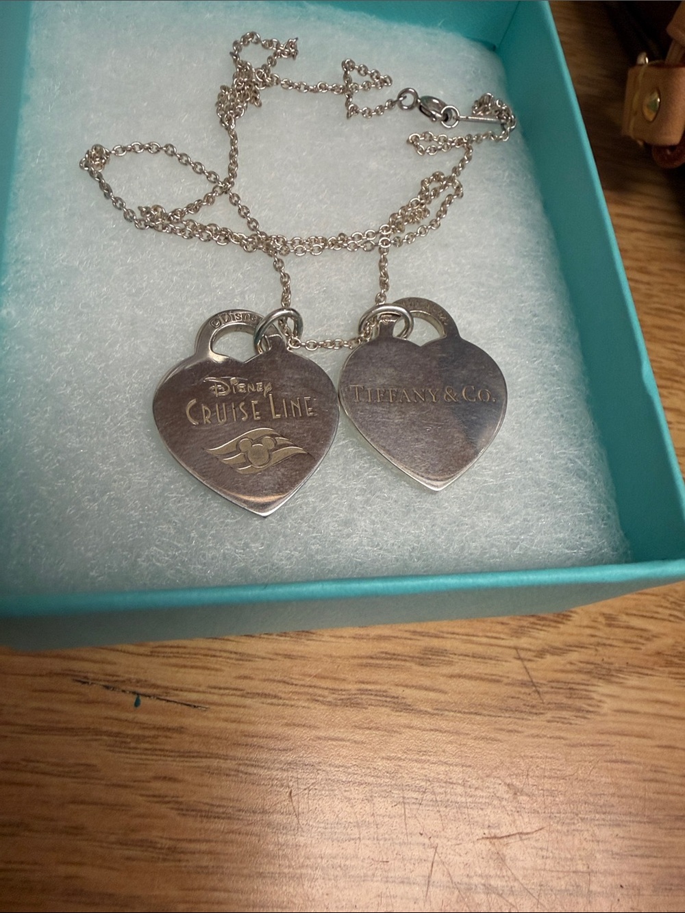 Tiffany & Co. Silver Double Heart Tag Necklace - Silver - Disney Cruise Line
